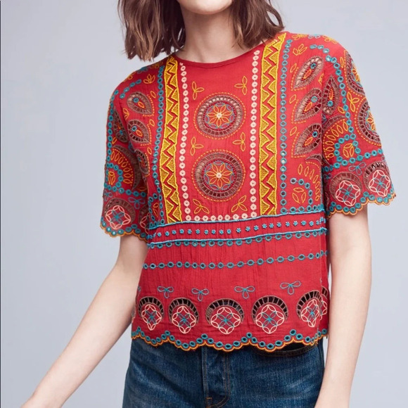 Anthropologie Tops - Anthropologie Cropped Mirari Blouse